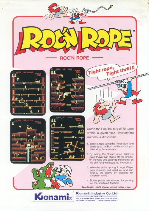 Print advertisement for the Konami game Roc’n Rope. 
