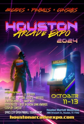 Promotional poster for Houston Arcade Expo 2024