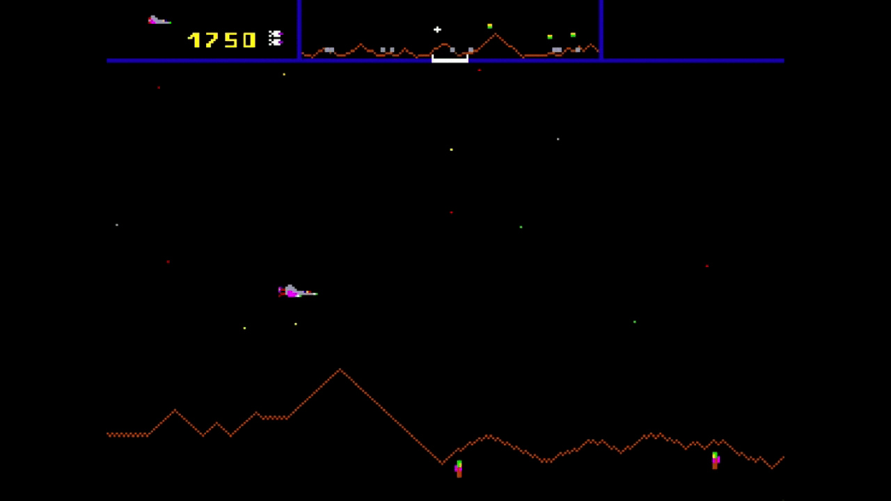 Screenshot of the arcade game Defender.