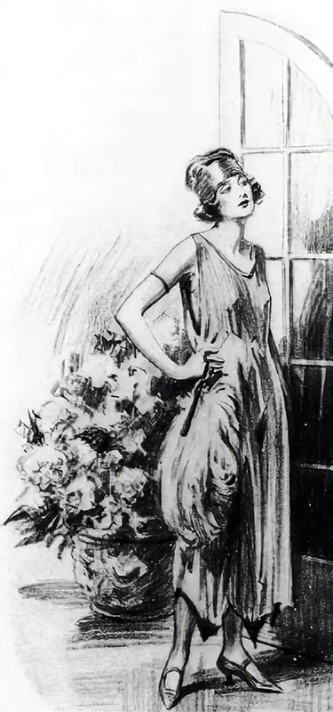 Illustration of Judy Jones, an attractive young woman in a flapper dress.