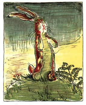 The Velveteen Rabbit sits atop a hill in springtime.