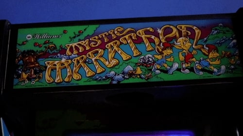 Marquee for the Mystic Marathon arcade cabinet. 