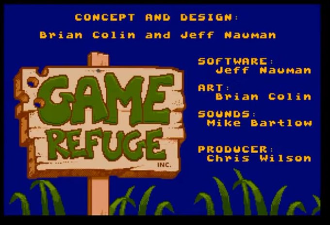 Screenshot of a Game Refuge Credits screen, showing the names of co-founders Brian Colin and Jeff Nauman