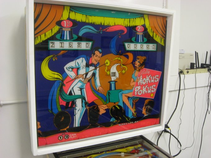 Photo of a Hokus Pokus pinball machine at Buffalo’s Last Stand in Cope, Colorado