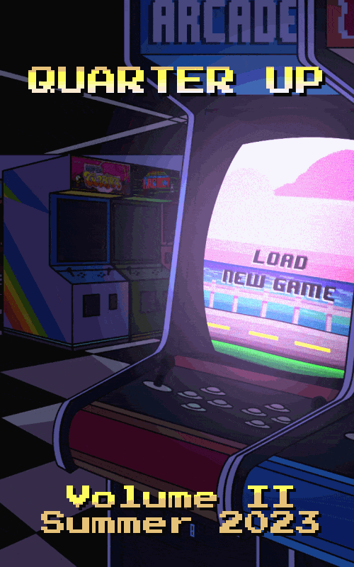 Moving picture of an arcade at night, art by Jeremy Mendiola