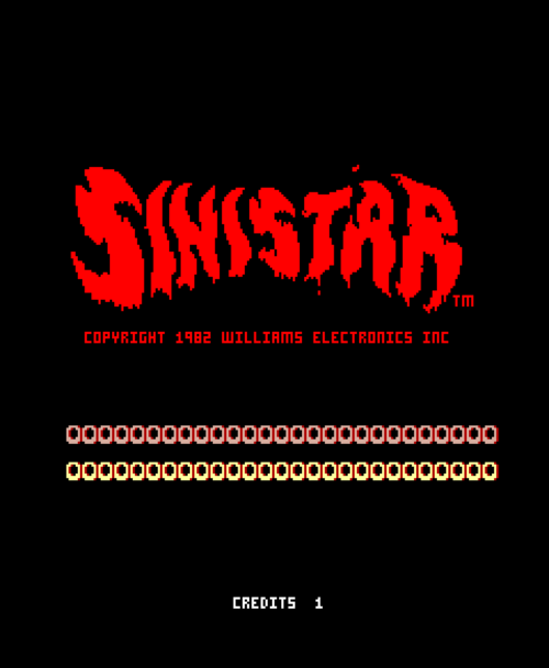 Original title screen for Sinistar, now re-inserted into the game during the reverse-engineering project. 